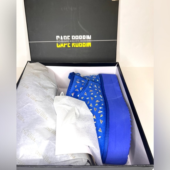 NWT Blue Rhinestone Embellished Fuzzy Boots w/ Sparkling Colored Gems & Faux Fur - Picture 7 of 12